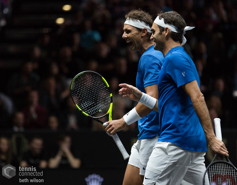 Rafael Nadal et Roger Federer lors de la Laver Cup 2017. 